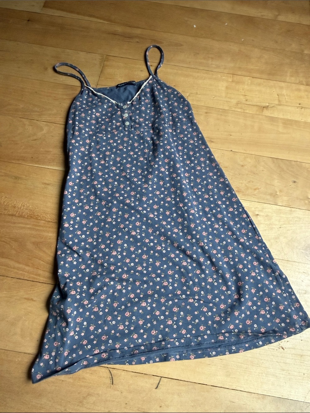 Blue Floral Spaghetti Strap brandy Dress